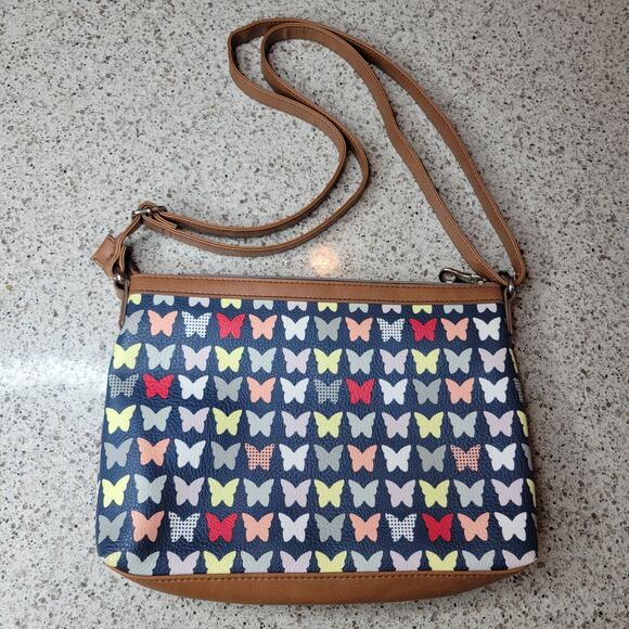 RELIC by Fossil Faux Leather Multicolor Butterfly Adjustable Crossbody Purse Bag - Picture 3 of 14